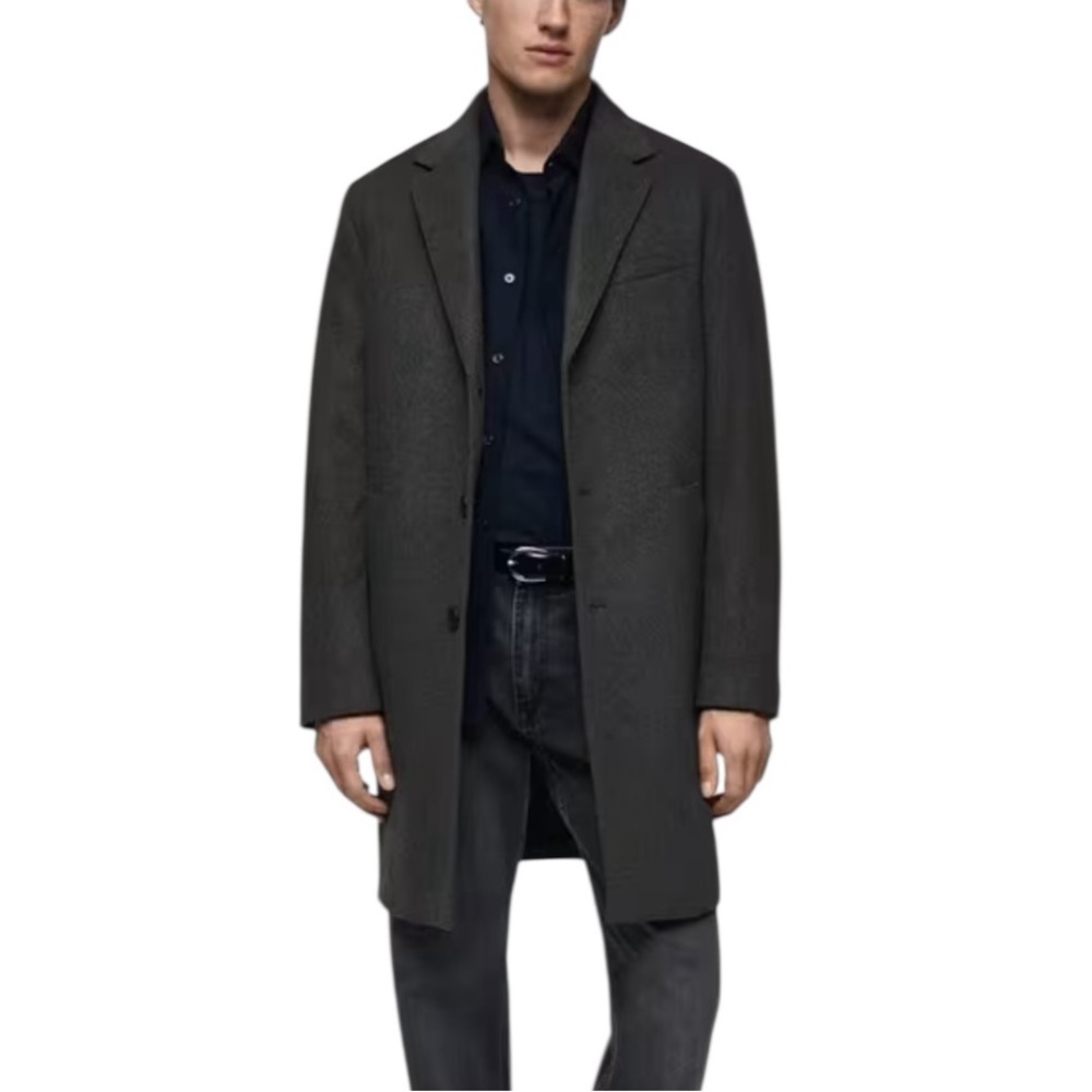 NEW Mango MNG Wool Blend Car Coat XL Slim Fit Tailored Preppy Classic Staple